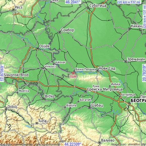 Topographic map of Ilok