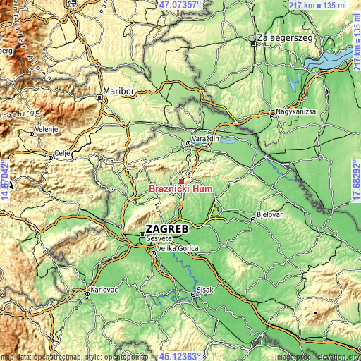 Topographic map of Breznički Hum