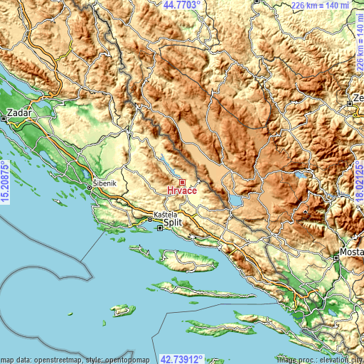 Topographic map of Hrvace