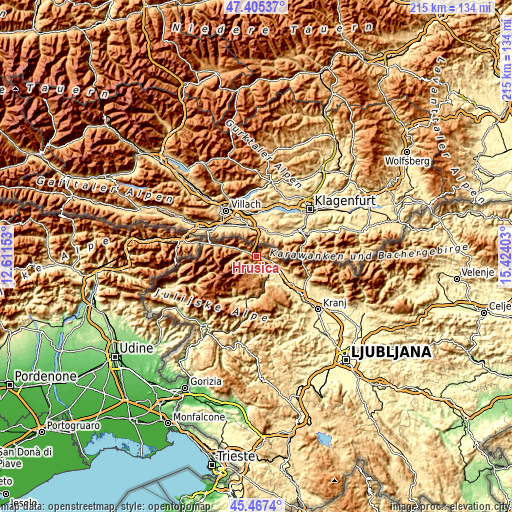 Topographic map of Hrušica