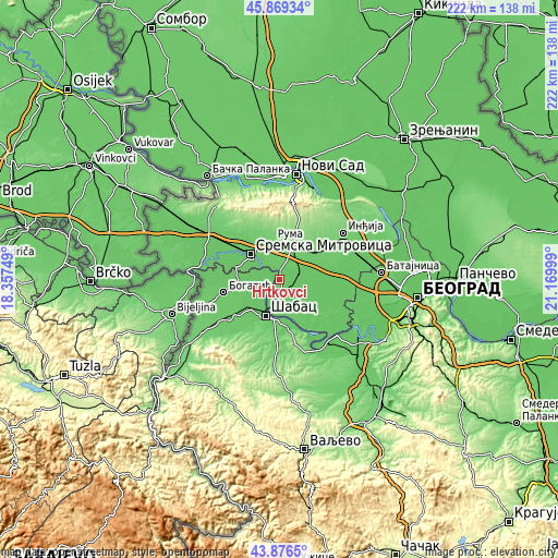 Topographic map of Hrtkovci