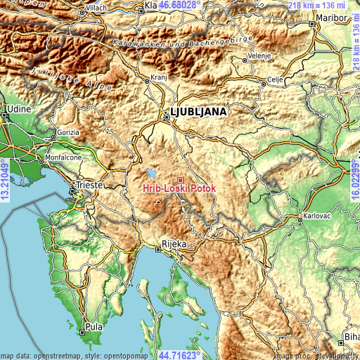 Topographic map of Hrib-Loški Potok