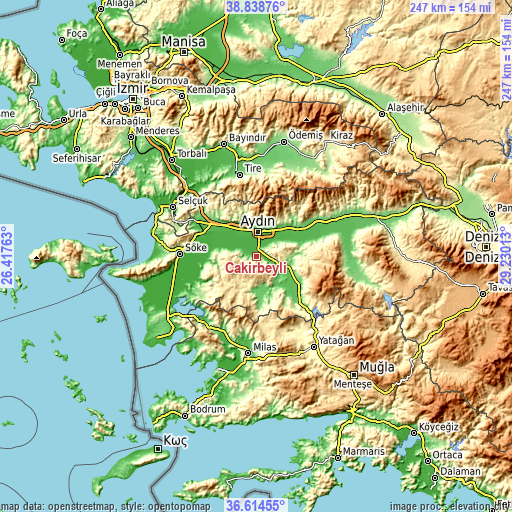 Topographic map of Çakırbeyli