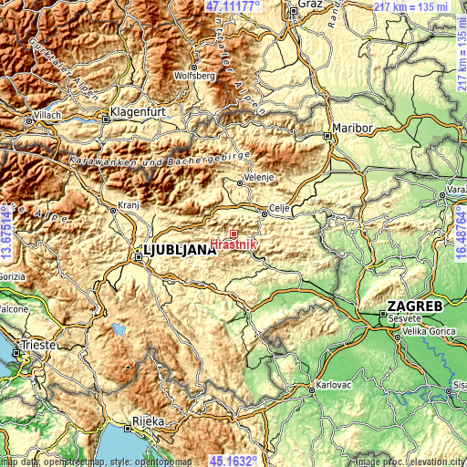 Topographic map of Hrastnik