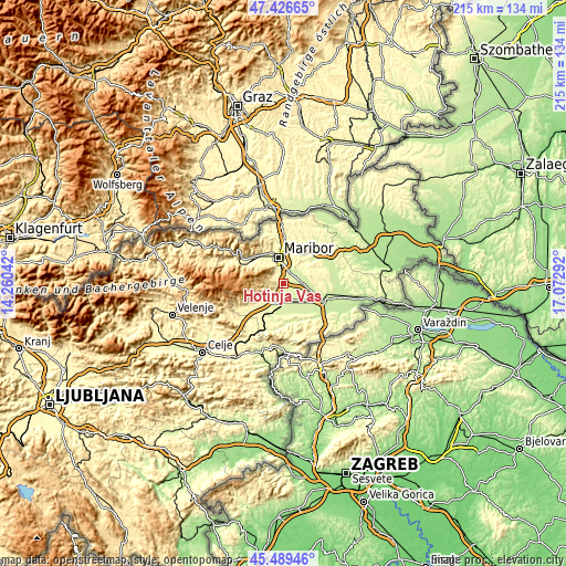 Topographic map of Hotinja Vas