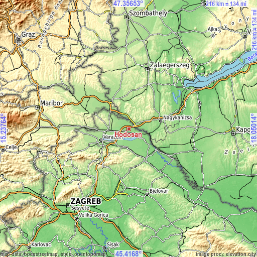 Topographic map of Hodošan