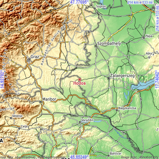 Topographic map of Hodoš