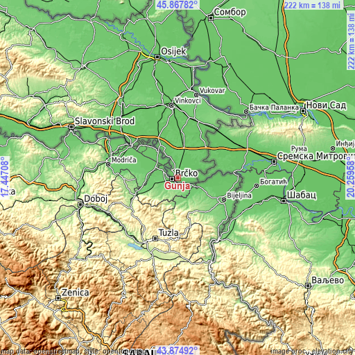 Topographic map of Gunja
