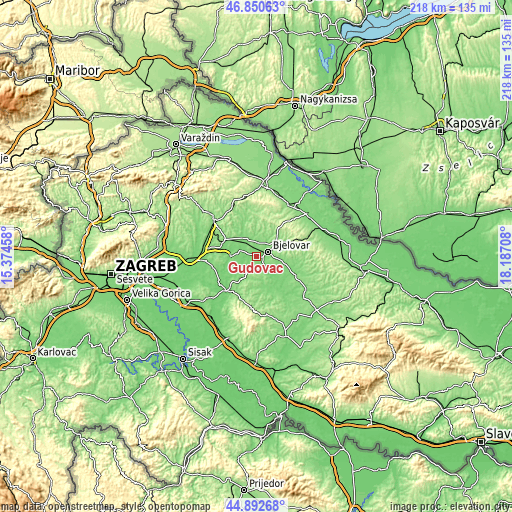 Topographic map of Gudovac