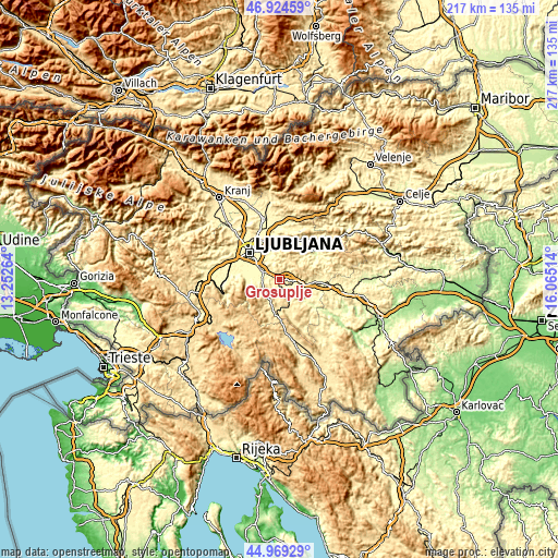 Topographic map of Grosuplje