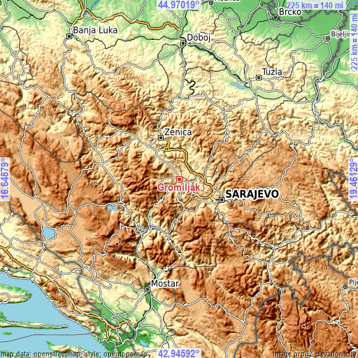 Topographic map of Gromiljak