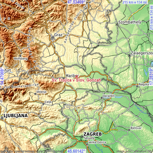 Topographic map of Sv. Trojica v Slov. Goricah