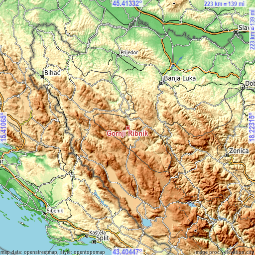 Topographic map of Gornji Ribnik