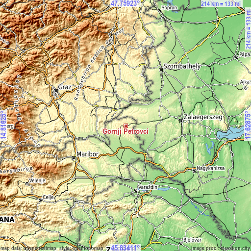 Topographic map of Gornji Petrovci