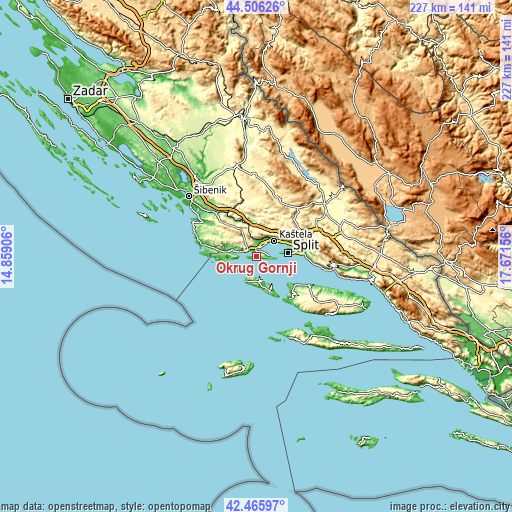 Topographic map of Okrug Gornji