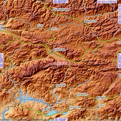 Topographic map of Çağlayan