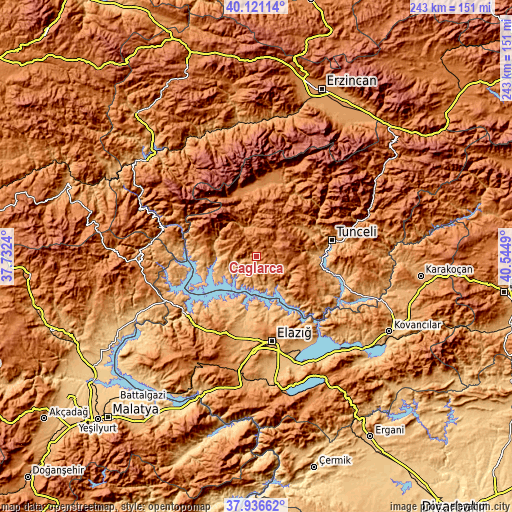 Topographic map of Çağlarca