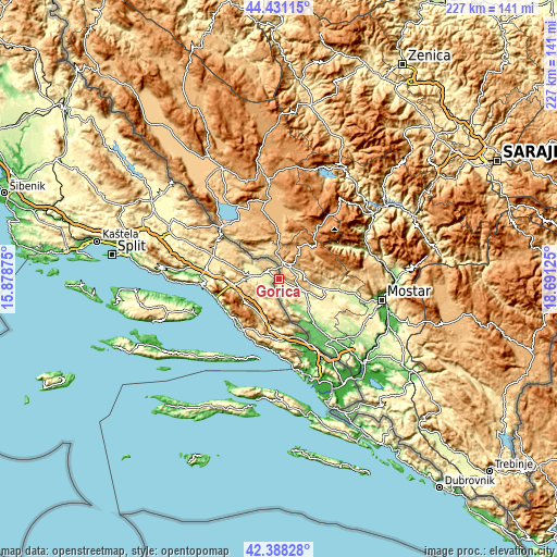 Topographic map of Gorica