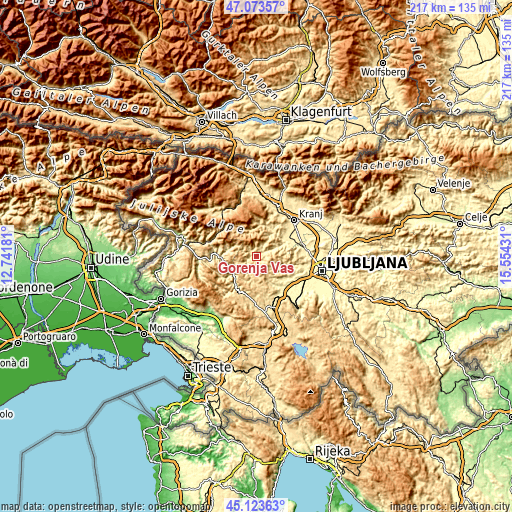 Topographic map of Gorenja Vas