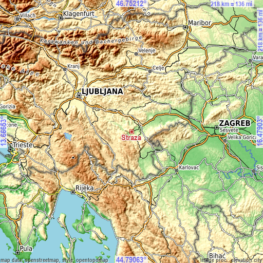 Topographic map of Straža