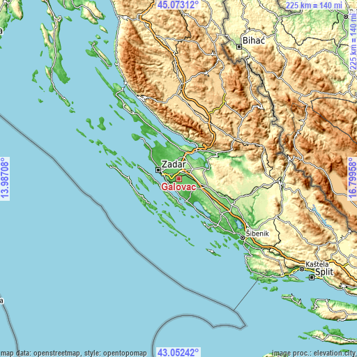 Topographic map of Galovac