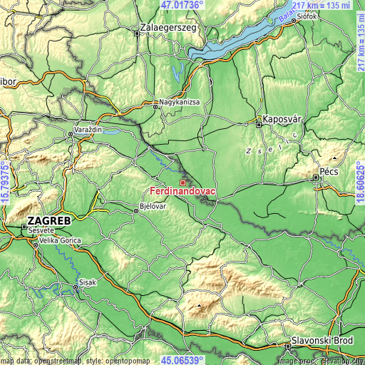 Topographic map of Ferdinandovac