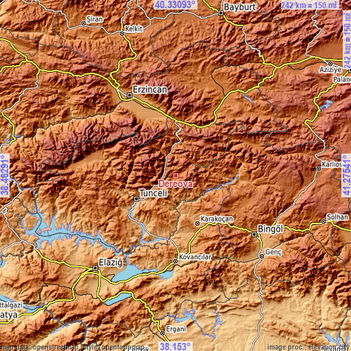 Topographic map of Dereova