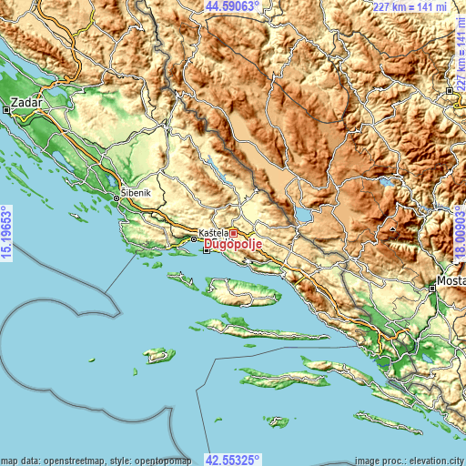 Topographic map of Dugopolje