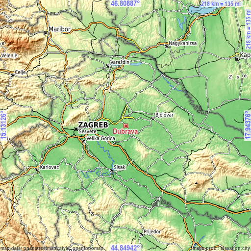 Topographic map of Dubrava