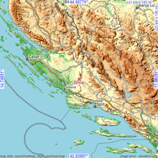 Topographic map of Drniš