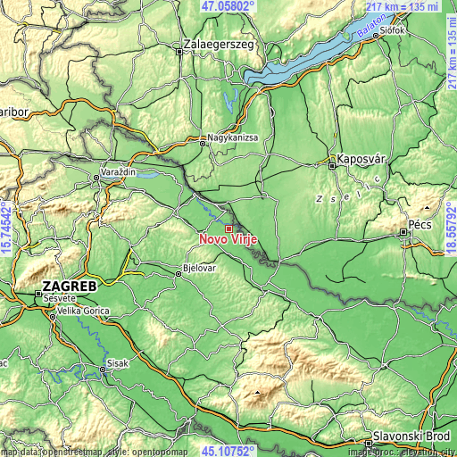 Topographic map of Novo Virje