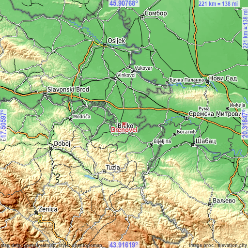 Topographic map of Drenovci