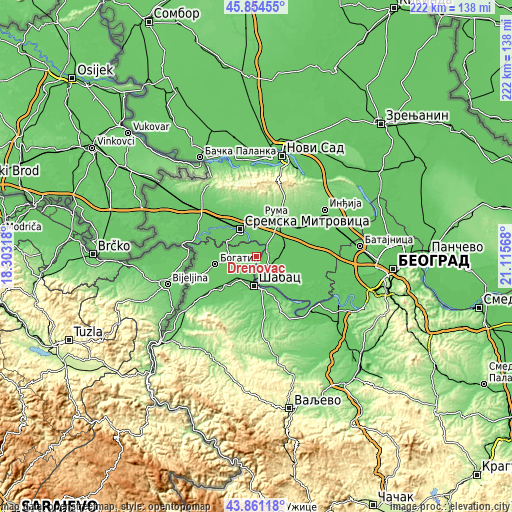 Topographic map of Drenovac