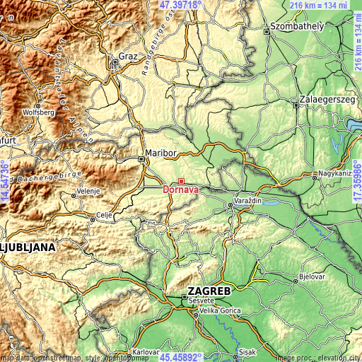 Topographic map of Dornava