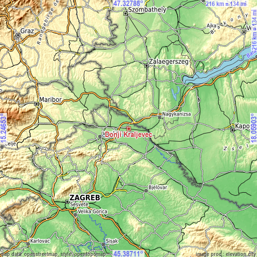 Topographic map of Donji Kraljevec