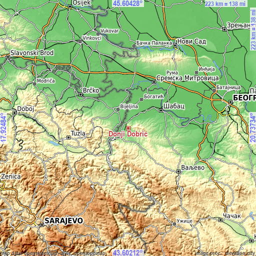 Topographic map of Donji Dobrić
