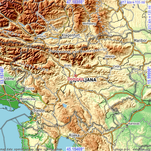 Topographic map of Domžale