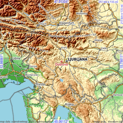 Topographic map of Dobrova