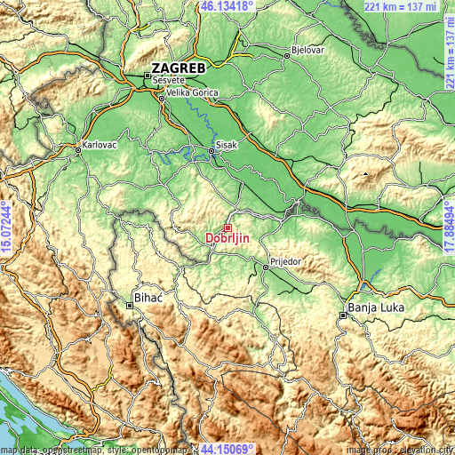 Topographic map of Dobrljin