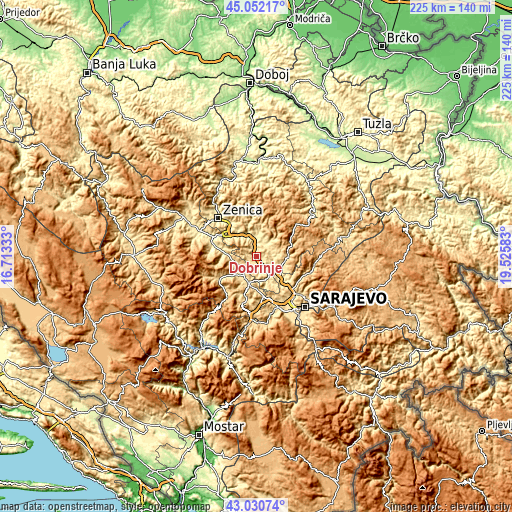 Topographic map of Dobrinje