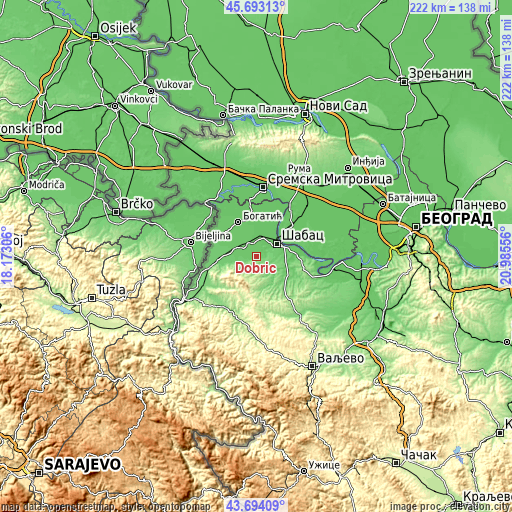 Topographic map of Dobrić
