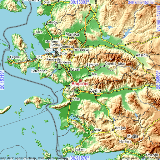 Topographic map of Boğaziçi