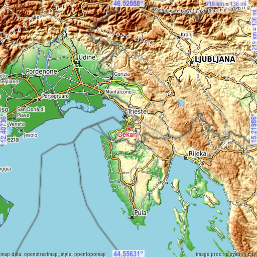 Topographic map of Dekani
