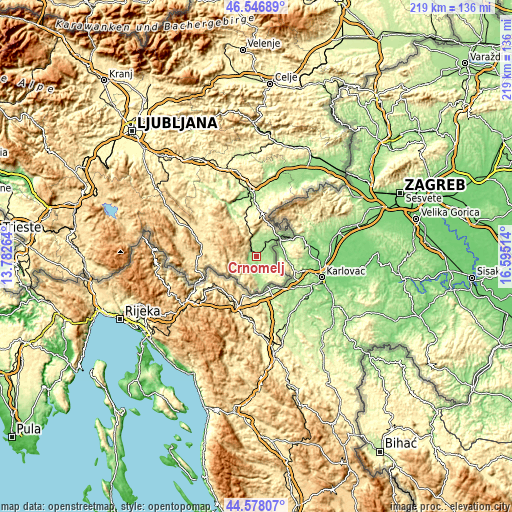 Topographic map of Črnomelj