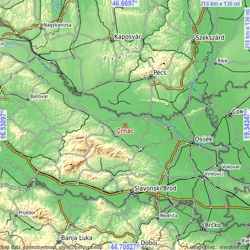 Topographic map of Crnac