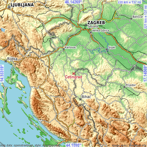 Topographic map of Cetingrad