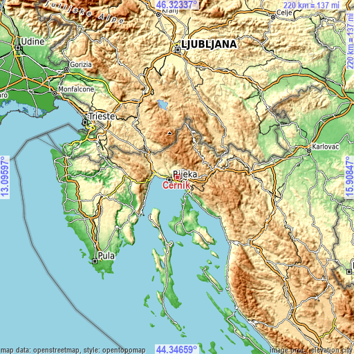 Topographic map of Cernik