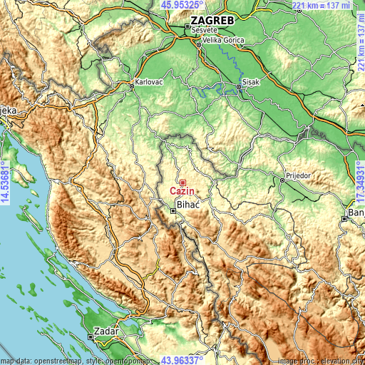 Topographic map of Cazin