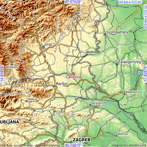 Topographic map of Cankova