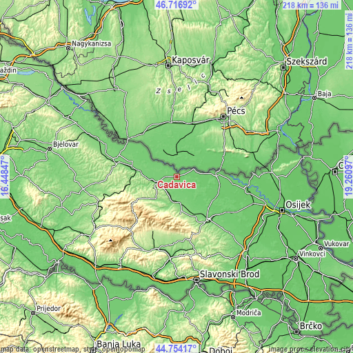 Topographic map of Čađavica